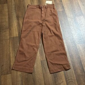 Quince NWT Stretch Organic Cotton Twill Wide Pants Toasty Brown high waist 29’
